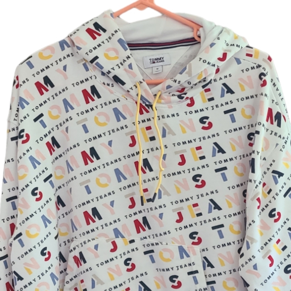 Tommy‎ Jeans sweatshirt all over print hoodie Vintage sportswear/streetwear M - Picture 12 of 13